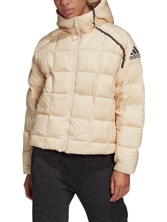 Jachetă Dama Puffer Scurtă Pentru Iarnă Ecru