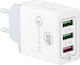 Lamtech Φορτιστής Χωρίς Καλώδιο με 3 Θύρες USB-A Quick Charge 3.0 Λευκός (LAM021004)