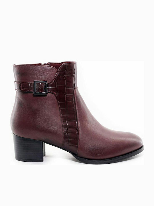 Fardoulis 817 Leder Damen Knöchelstiefel Burgundisch