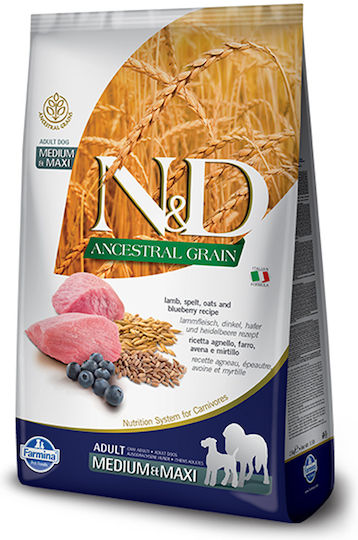 Farmina N&D Ancestral Grain Medium & Maxi 2.5kg Trockenfutter mit wenig Getreide für erwachsene Hunde mittlerer & großer Rassen mit Lamm