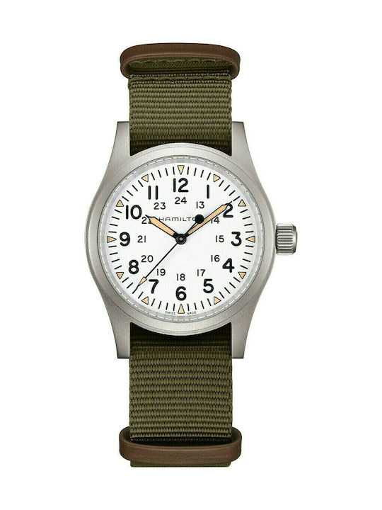 Hamilton Herrenuhr 38mm Batterie mit Grün Stoffarmband