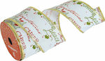 Lianos White with Inscriptions 10m Christmas Ribbon White