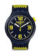 Swatch Bbneon Uhr Batterie mit Blau Kautschukarmband