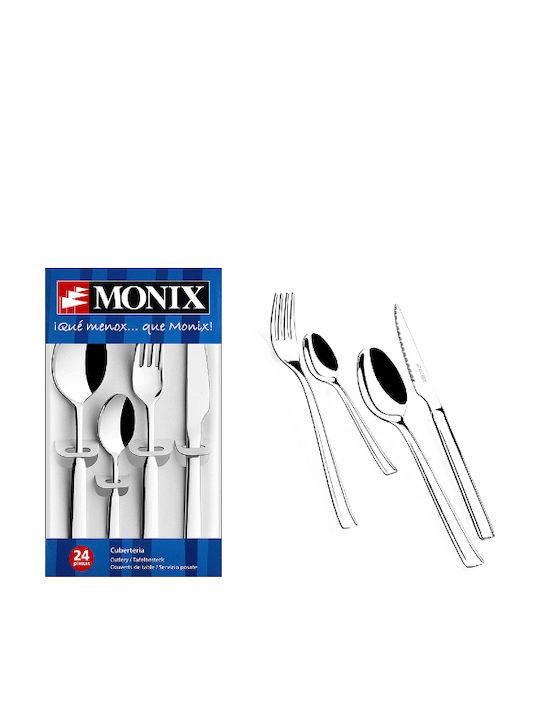 Monix 24-Piece Stainless Steel 18/10 Silver Cutlery Set Europa