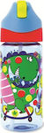 Rachel Ellen Kids Plastic Water Bottle with Straw Dinosaurs Multicolour 350ml