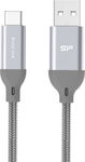 Silicon Power Braided USB 2.0 Cable USB-C male - USB-A male Γκρι 1m (SP1M0ASYLK30AC1G)