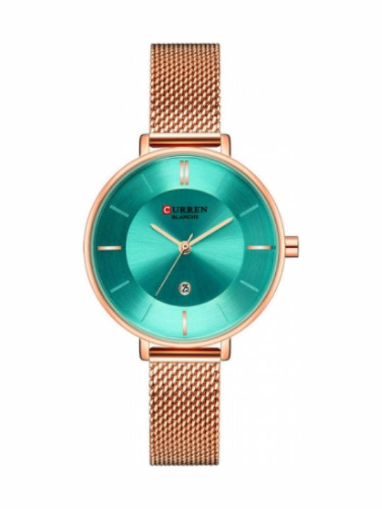 Curren Women's Watch with Pink Gold Metal Bracelet