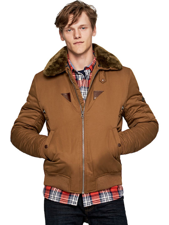 Pepe Jeans Barron Χειμωνιάτικο Μπουφάν Bomber Καφέ