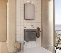 Drop Luxus 45 Bank mit Waschbecken und Spiegel mit Licht L43xB25xH50cm Granite
