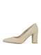 Ragazza Leder Pumps mit Chunky hohem Absatz Beige