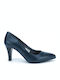 Ragazza Leather Pointed Toe Stiletto Navy Blue High Heels