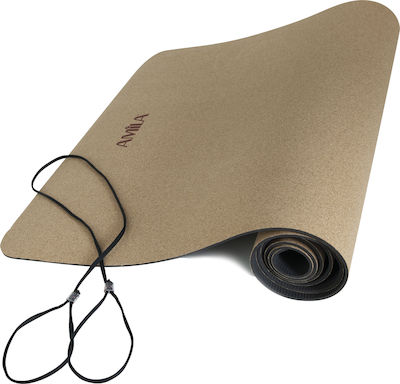 Amila Yoga/Pilates Mat Brown with Carry Strap (173x61x0.4cm)