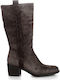 Suede Medium Heel Women's Boots with Zipper Brown