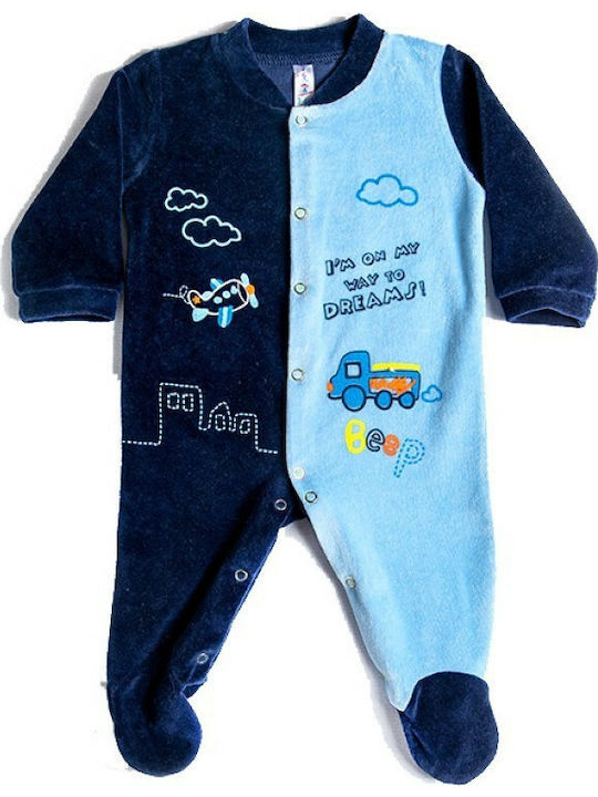 Dreams by Joyce Set Baby Strampler Langärmliges Samt Blau