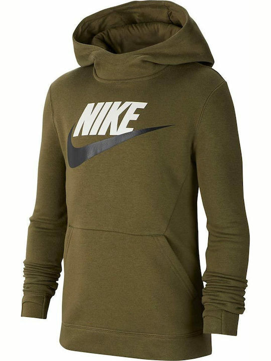 Fleece Kinder-Sweatshirt mit Kapuze und Taschen Khaki NSW