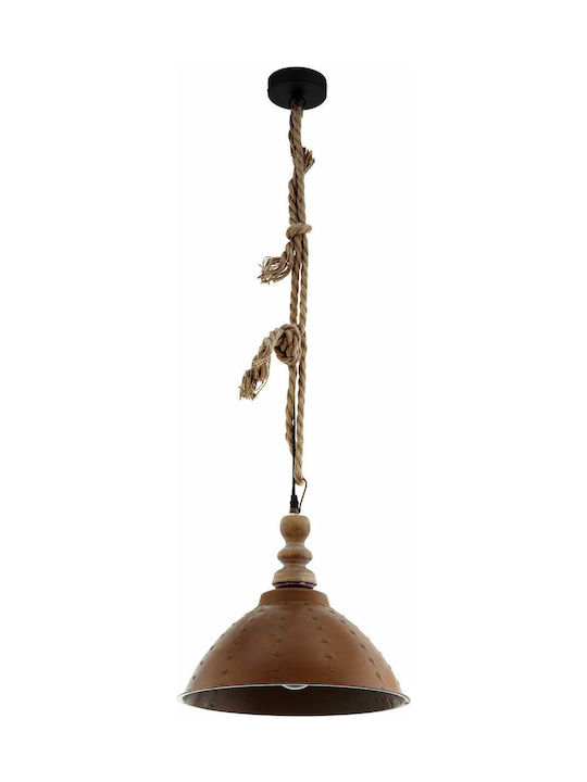 Eglo Riddlecombe Pendant Light Single-Light with Rope for Socket E27 Brown