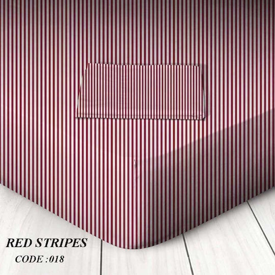 Marwa Чаршаф Супер двойна стая с Ластик 160x200+25см. Stripes Червени ивици 018