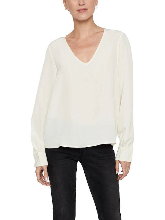 Vero Moda Women's Blouse Long Sleeve with V Neck Birch