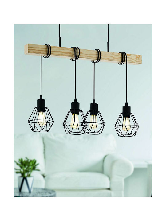 Eglo Townshend Pendant Light Black Rail for 4 B...