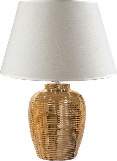 Art et Lumiere Ceramic Table Lamp with White Shade and Gold Base