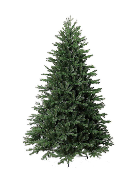 Detroit Christmas Green Tree with Metallic Base and Built in Branches H210cm