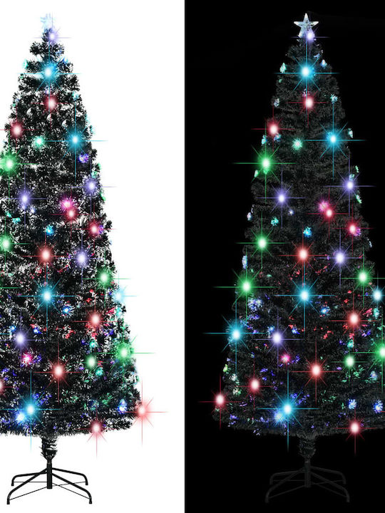 με Βάση/LED Snowy Christmas Green Tree with Metallic Base and LED Lighting H240cm