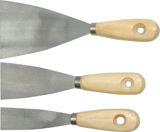 Vorel Metallischer Spatel mit Hölzernem Griff Set 3 Stück 30-80mm 06130
