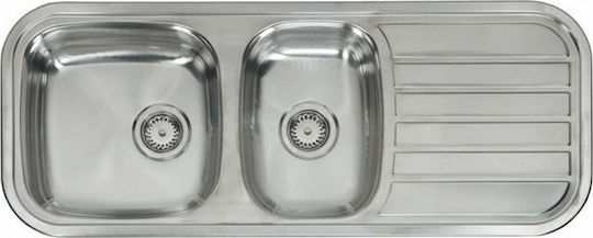 Reginox Regent 25 Lux Ένθετος Αριστερός Inox Σατινέ Μ119xΠ48cm Ασημί