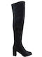 Suede Over the Knee Medium Heel Women's Boots 1682 Black