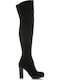 Fardoulis Suede Over the Knee High Heel Women's Boots Black