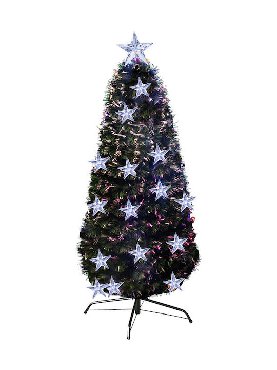 Χριστουγεννιάτικο Δέντρο Led Πράσινο Στολισμένο 120εκ με Μεταλλική Βάση και Φωτισμό Οπτικών Ινών