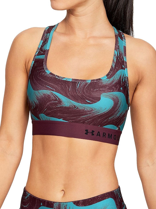 Under Armour Mid Crossback Print Bra 1307213 570 Mauve Turq