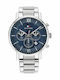 Tommy Hilfiger Evan Ανδρικό Ρολόι 44mm Χρονογράφος Μπαταρίας με Ασημί Μεταλλικό Μπρασελέ