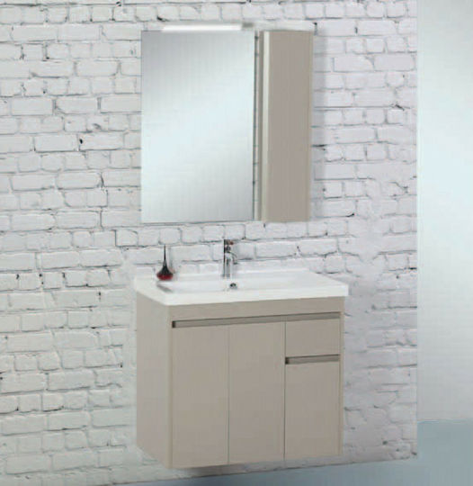 Pro Bagno Ermon 921 Blat cu Lavoar & Oglindă cu lumină L80xW45xH73cm Bej