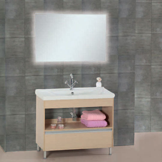 Pro Bagno Nisos 934 Waschtisch mit Waschbecken & Spiegel L100xB44xH85cm Beige