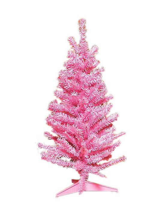 Χριστουγεννιάτικο Δέντρο Μπιμπελό Ροζ 80εκ με Πλαστική Βάση