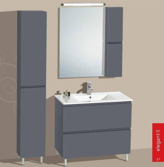 Pro Bagno Rodie 909A Blat cu Lavoar & Oglindă cu lumină L90xW46xH83cm Gri
