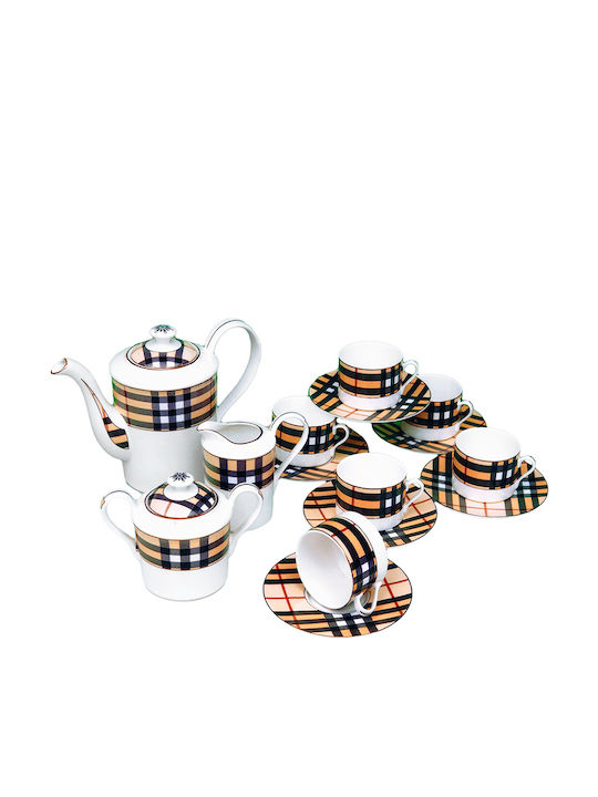 Karvounis Сет за Чай с Чаша от Порцелан Burberry Brown 15бр