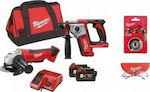 Milwaukee M18 Vario Set Powerpack Roată unghiulară & Ciocanul 18V cu 2 baterii 5Ah și husă cu Ochelari de protecție