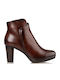 Envie Shoes Leather Women's Ankle Boots with Medium Heel Brown