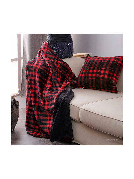 Palamaiki Decorative Pillow Case Check Fleece Red 50x50cm.