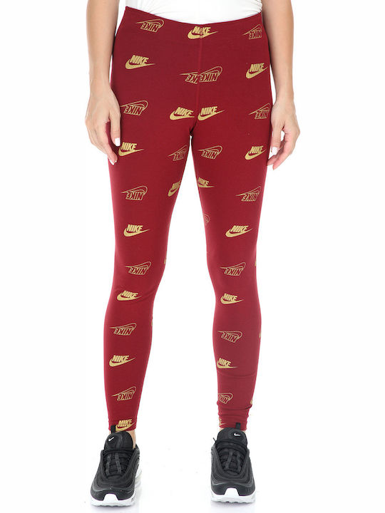 red nike swoosh leggings