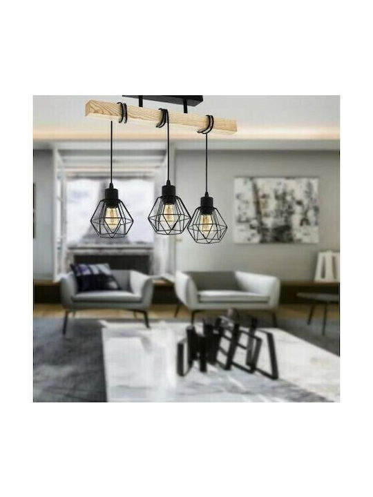Eglo Townshend Pendant Light Black Boho Rail wi...