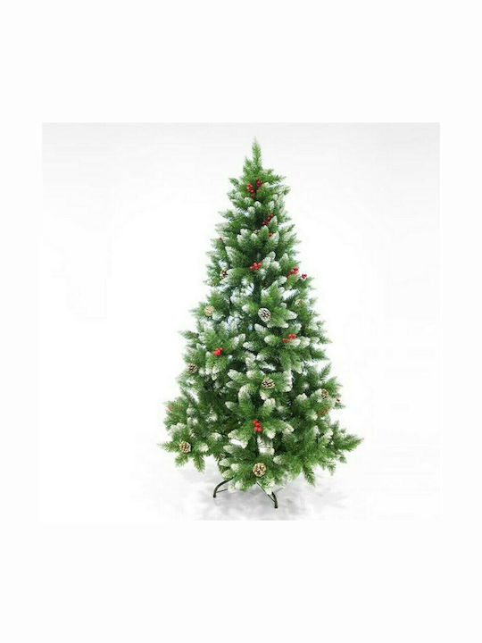 Berry Snowy Christmas Green Tree with Metallic Base and Built in Branches H180cm