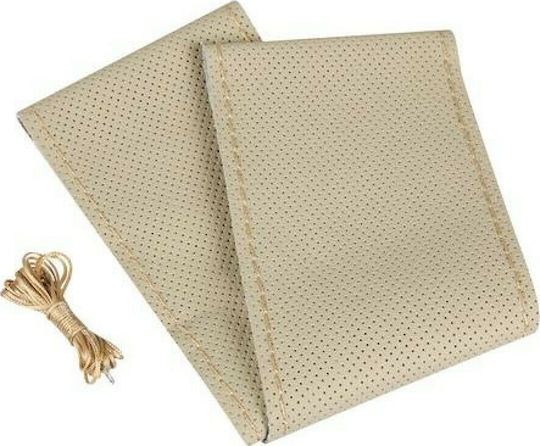 Lampa Car Steering Wheel Cover Premium Perforated Leather Tailored with Diameter 37-39cm Leather Beige