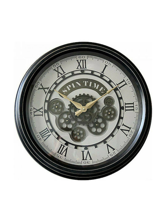 Zaros Spin Time Antique Wall Clock Metallic Black Ø50cm