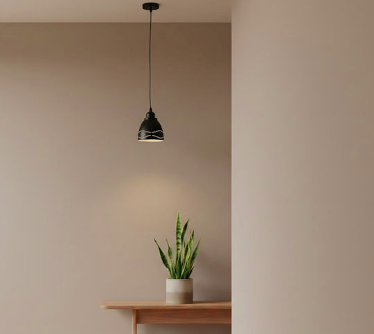GloboStar Laguna Pendant Light Black Bell with Socket E27 12.5x12.5cm