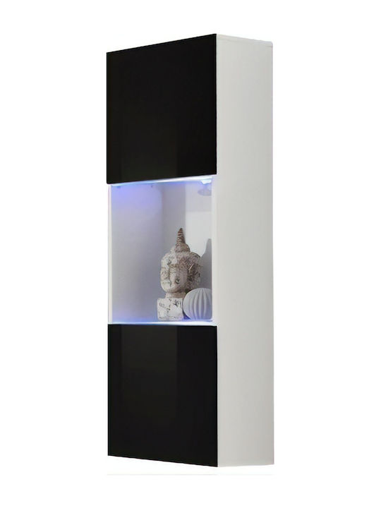 Fly Pandantiv Vitrină de living cu Sticlă & Iluminare Negru 40x29x126cm