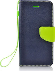 Fancy Synthetic Leather Wallet Navy Blue (Redmi Note 8)