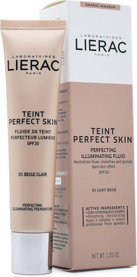 Lierac Teint Perfect Skin Perfecting Illuminating Foundation Лилаво/бяло SPF20 01 Beige Clair 30мл